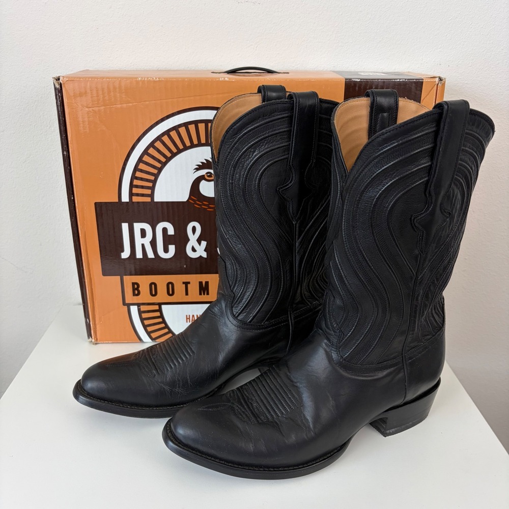 JRC & Sons Colton Mens Black Ranch Hand Leather Western Boots CS M 005-3 Sz 10 D